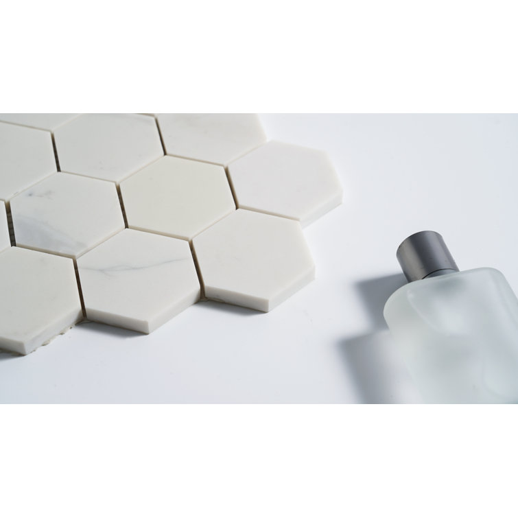 Corchia Arabescato Gray Hexagon Engineered Marble Mosaic Tile Sheet