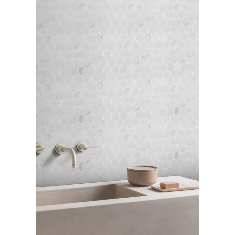 Corchia Arabescato Gray Hexagon Engineered Marble Mosaic Tile Sheet