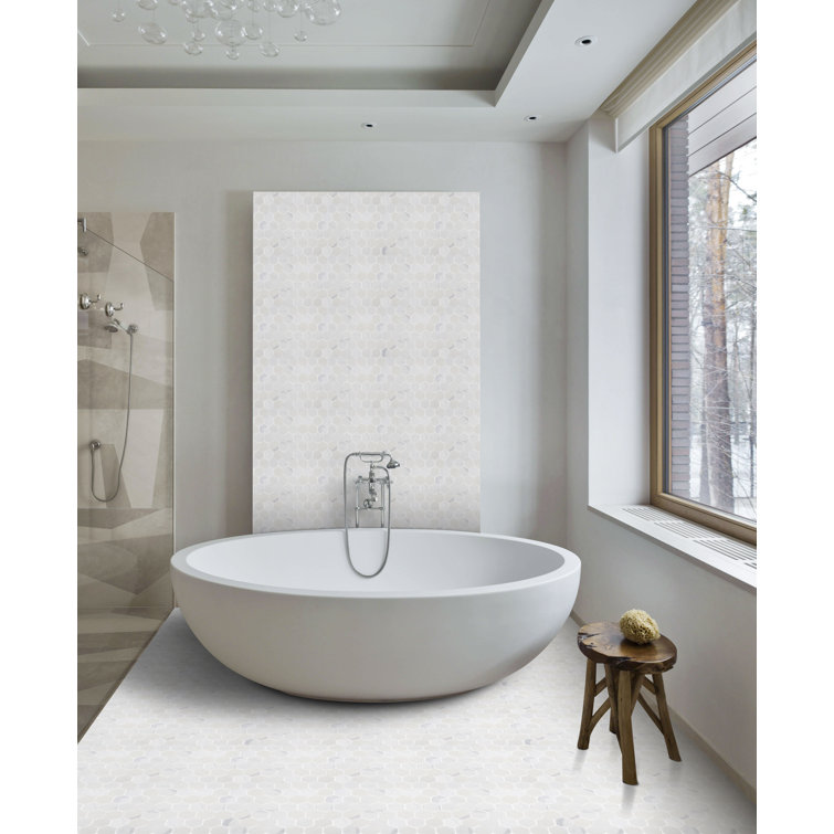 Corchia Arabescato Gray Hexagon Engineered Marble Mosaic Tile Sheet