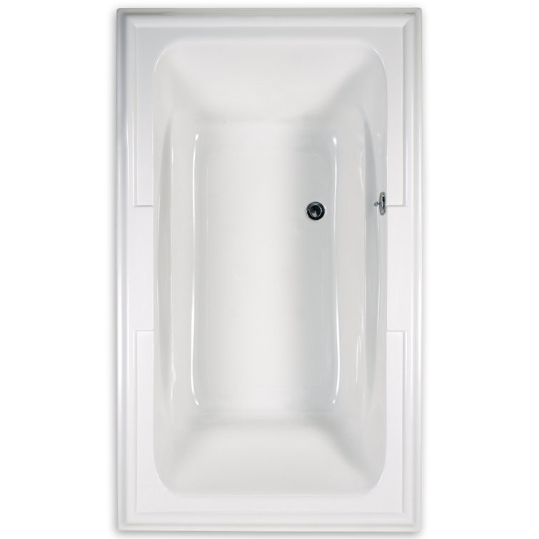 White Acrylic Drop-In Soaking Bathtub with Dual Backrests