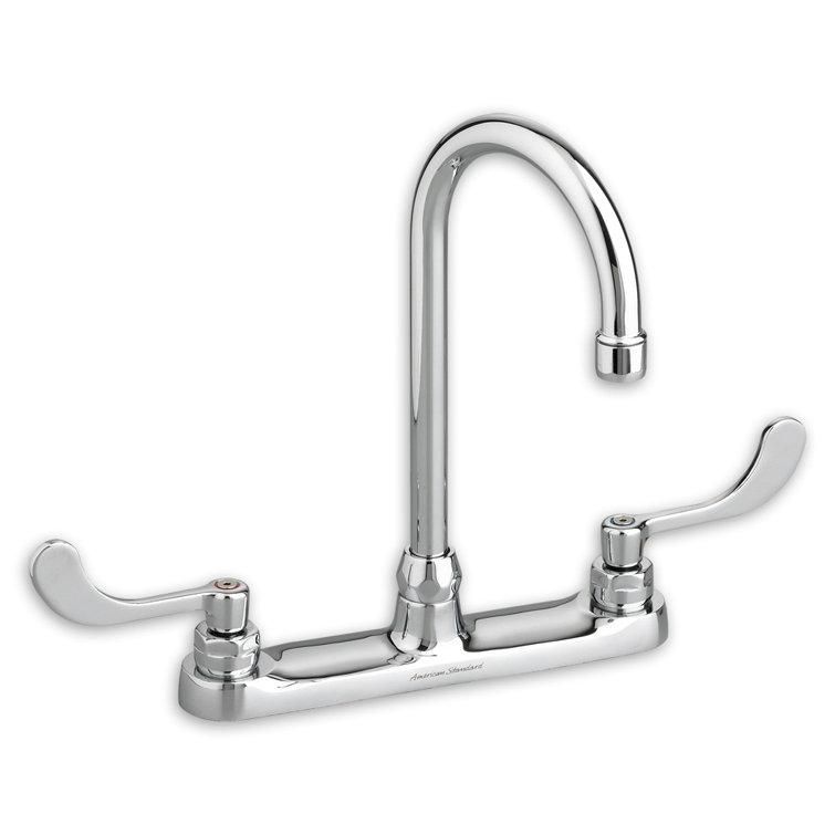 Chrome Dual-Handle Gooseneck Kitchen Faucet with Pull-out Spray
