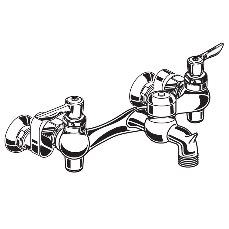 Polished Chrome Wall Mount Service Sink Faucet with Vandal Resistant Handles