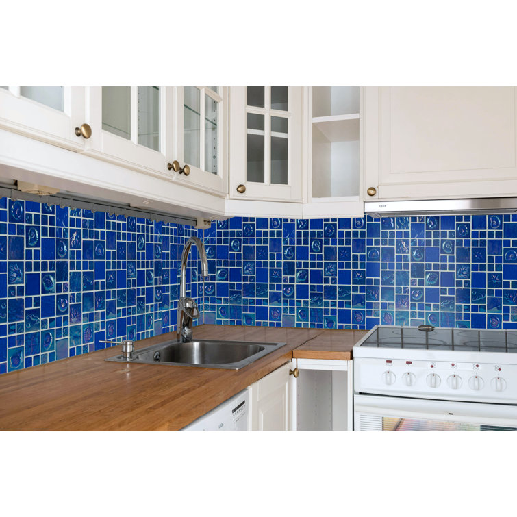 Ocean Bay Blue Iridescent Glass Mosaic Wall Tile