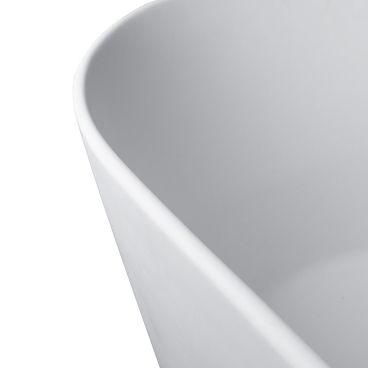 67'' Matte White Solid Surface Freestanding Soaking Bathtub
