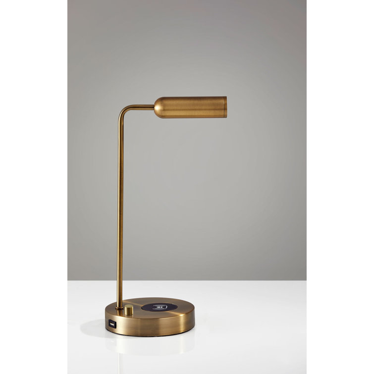 AdessoCharge 17" Antique Brass LED Desk Lamp with Wireless Charging