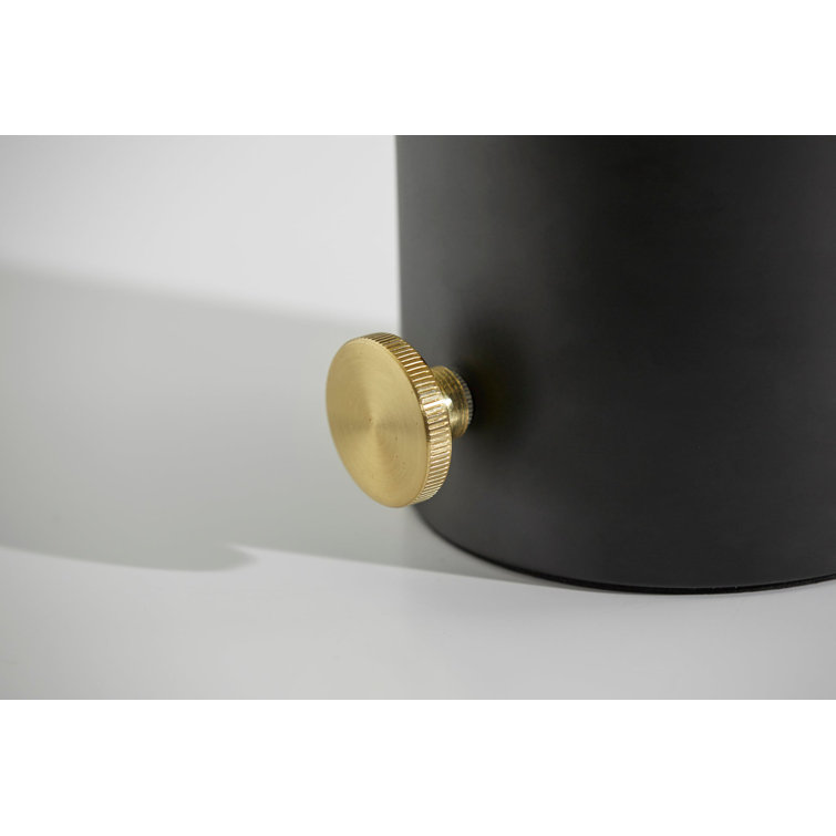 12'' Black and White Glass Table Lamp with Brass Knob