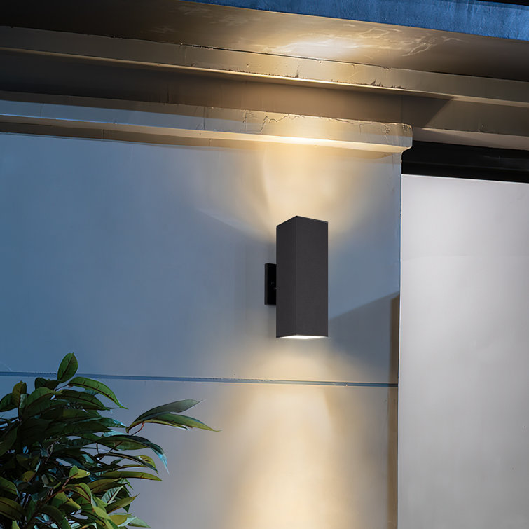 Black Aluminum Hardwired Outdoor Wall Sconce Set