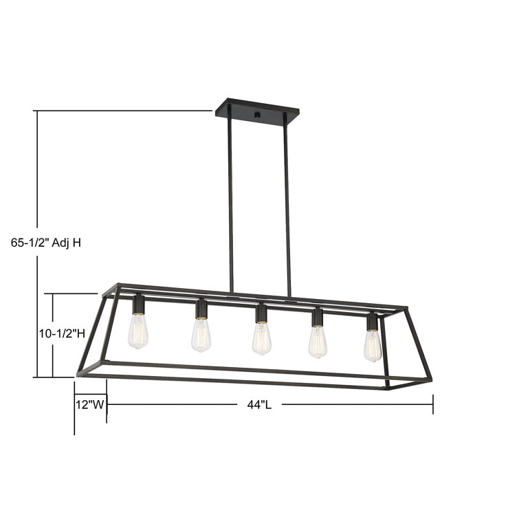 Denton Classic Bronze 44" Linear Chandelier with 5-Light Design