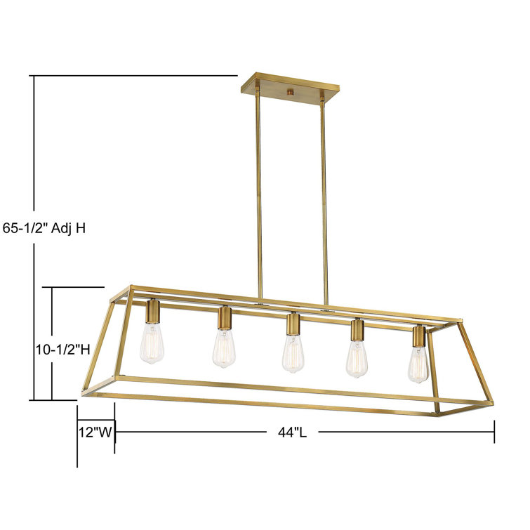 Denton Warm Brass Geometric 5-Light Linear Chandelier