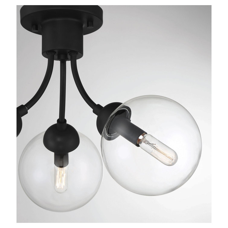Eclipse Matte Black 3-Light Orb Chandelier with Adjustable Height