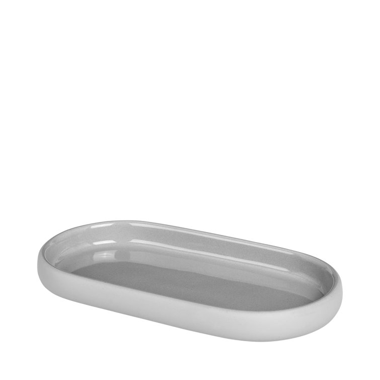 Sono Oval Silky Matte Ceramic Bathroom Tray - Microchip
