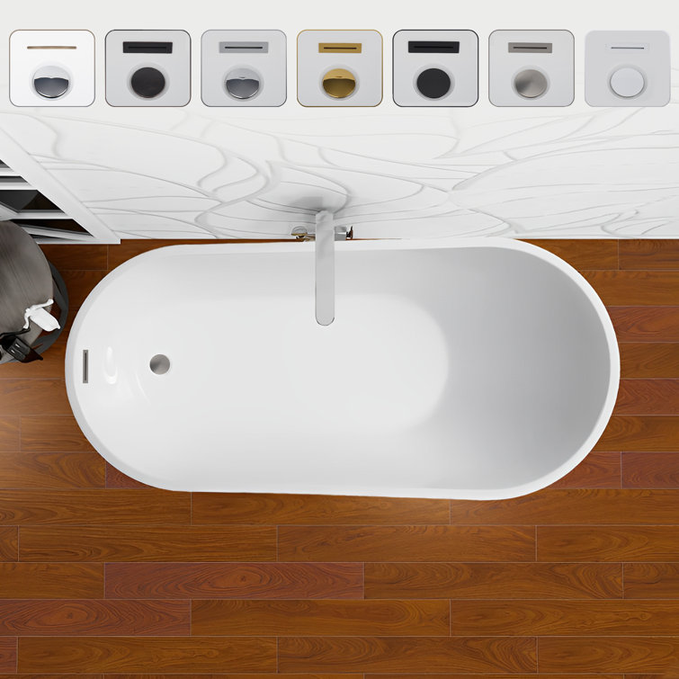 Cora 67" White Freestanding Acrylic Bathtub