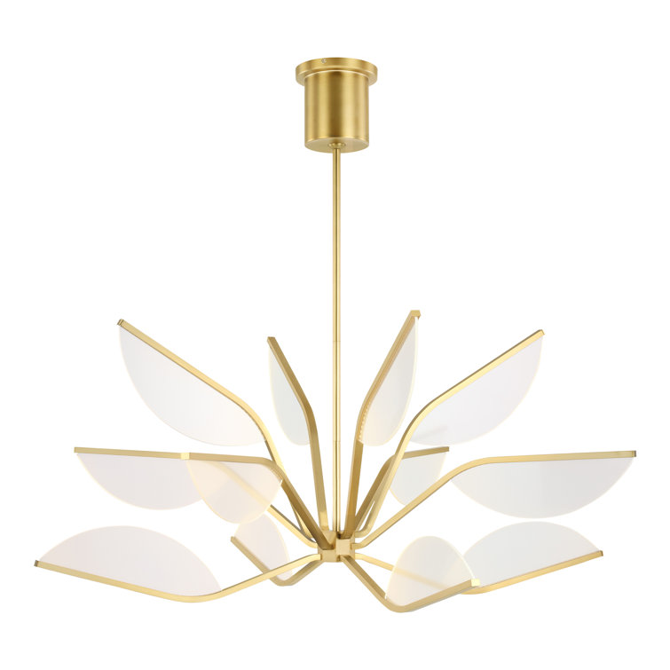 Natural Brass Globe LED Chandelier with Petal Shades