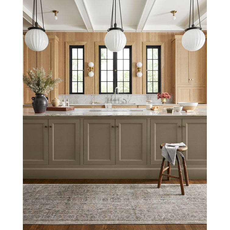 Katherine Beige and Mist Square Synthetic Area Rug