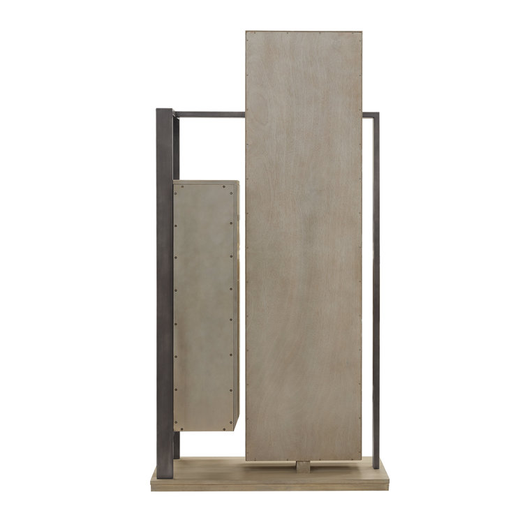 Natural Wood Full-Length Mirror Semanier with Storage