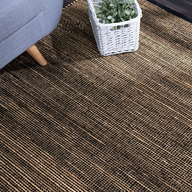 Seed Black and Natural Handwoven Jute Runner Rug