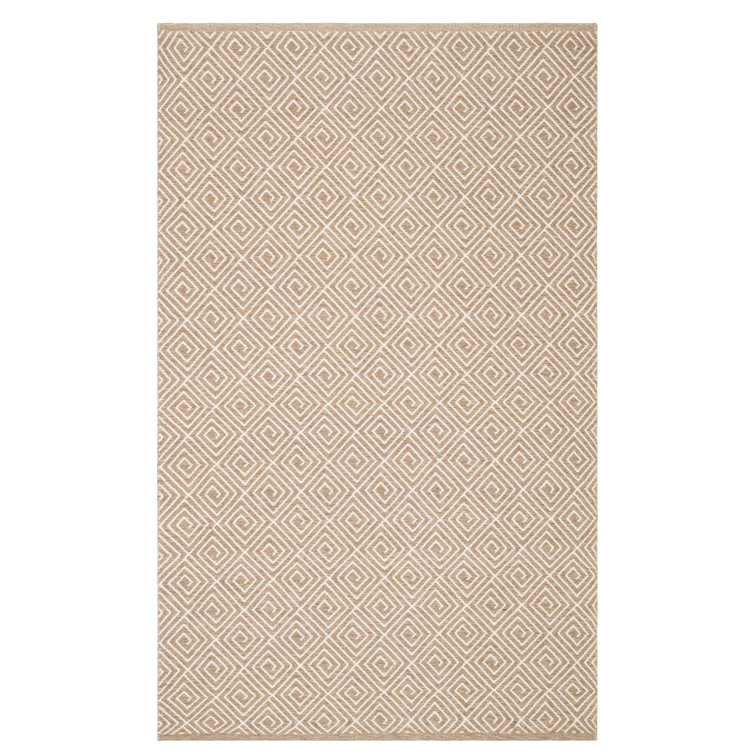 Ivory Diamond Flat Woven Wool Cotton Rug 4' x 6'
