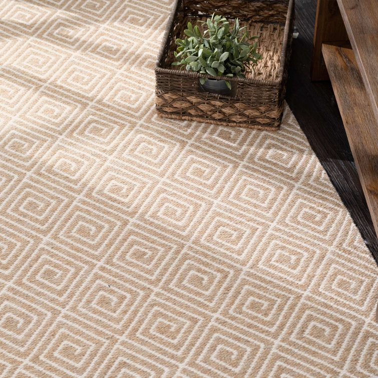 Ivory Diamond Flat Woven Wool Cotton Rug 4' x 6'