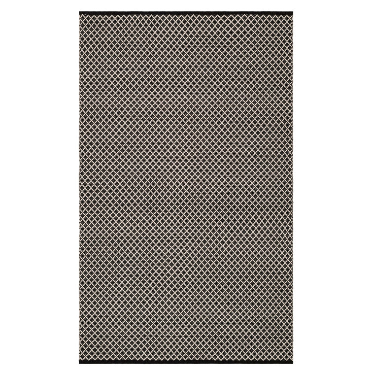 Black Geometric Synthetic Rectangular Indoor/Outdoor Rug, 6' x 9'