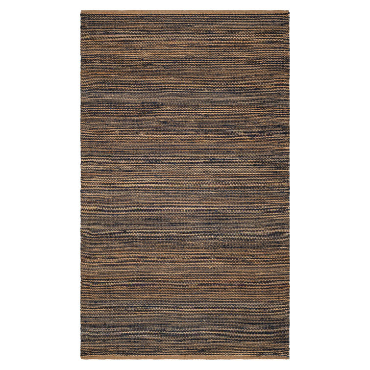 Handwoven Blue and Natural Jute Rectangular 6' x 9' Area Rug