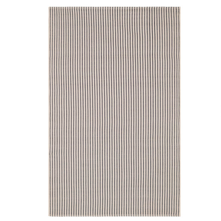 Navy and Ivory Synthetic Handwoven Rectangular Indoor/Outdoor Rug