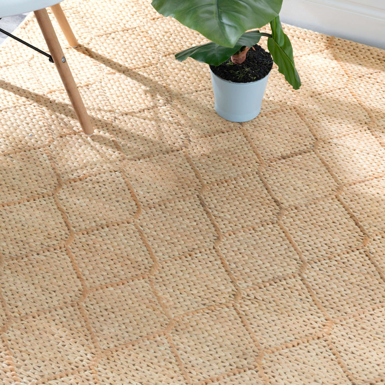 Tiles Ivory Handwoven Jute 5' x 8' Rectangular Area Rug