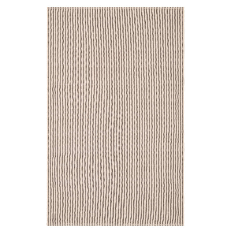 Brown and Ivory Striped Synthetic 6' x 9' Indoor/Outdoor Rug