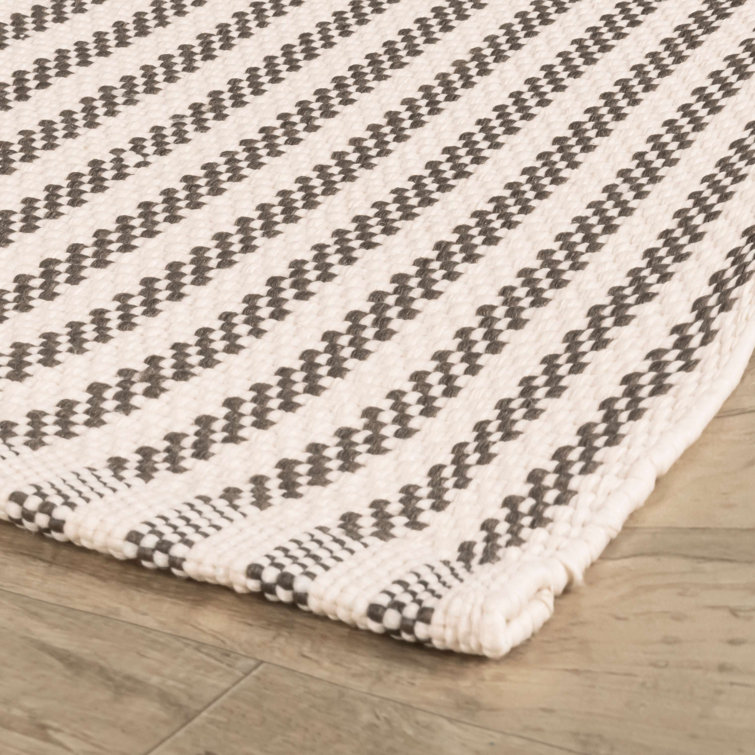 Brown and Ivory Striped Synthetic 6' x 9' Indoor/Outdoor Rug