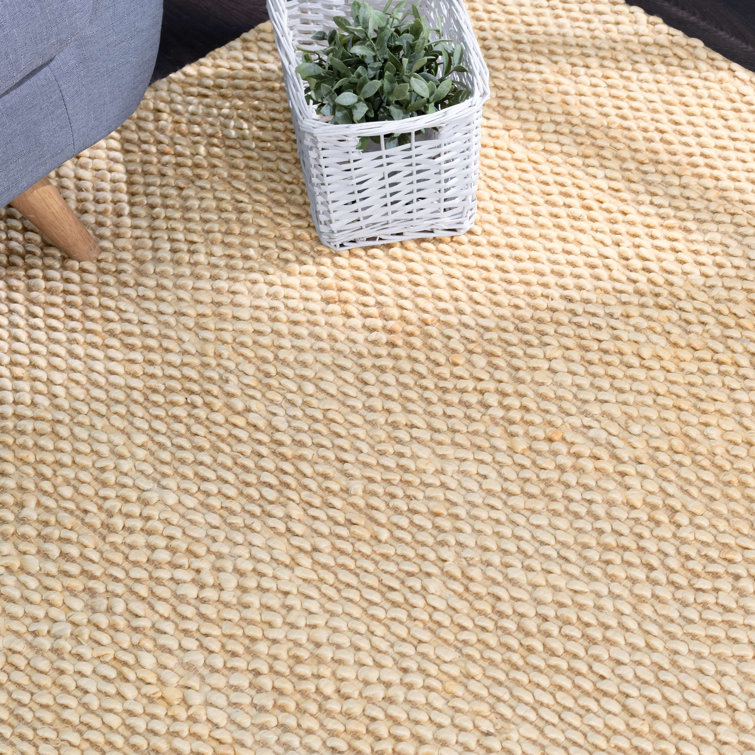 Handwoven Ivory and Natural Jute Rectangular Area Rug, 5' x 8'