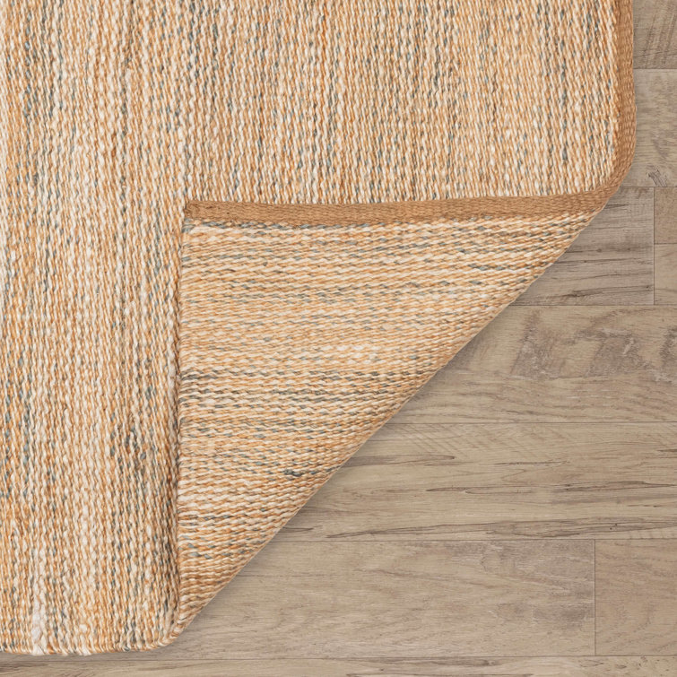 Handwoven Ivory and Natural Jute Rectangular Area Rug, 5' x 8'