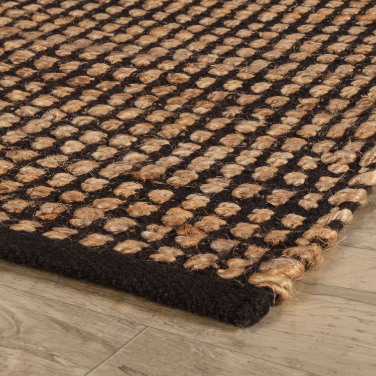 Gravel Black and Natural Handwoven Jute Runner Rug