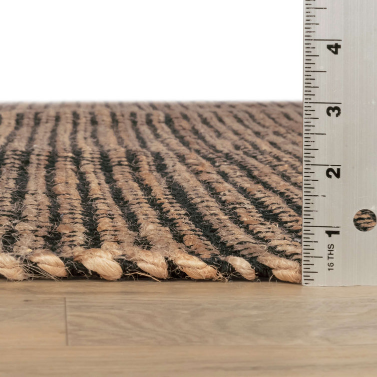 Gravel Black and Natural Cotton Flat Woven Handmade Rug, 4' x 6'
