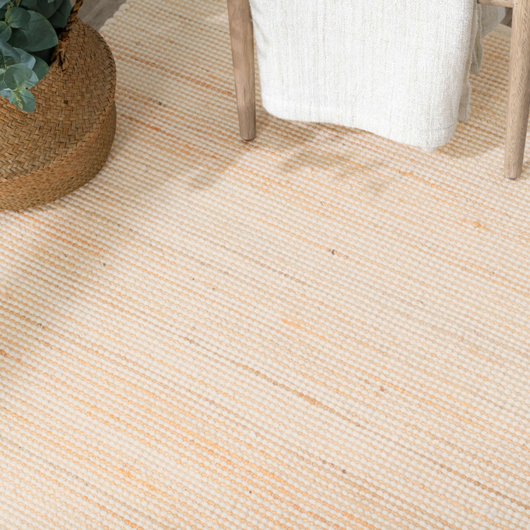 Ivory and Natural Handwoven Wool and Jute Runner Rug