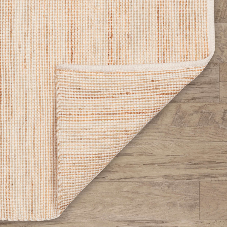 Ivory and Natural Handwoven Wool and Jute Runner Rug