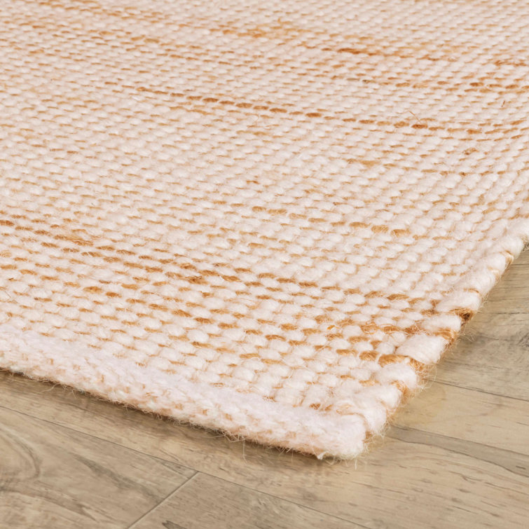 Ivory and Natural Handwoven Wool and Jute Runner Rug