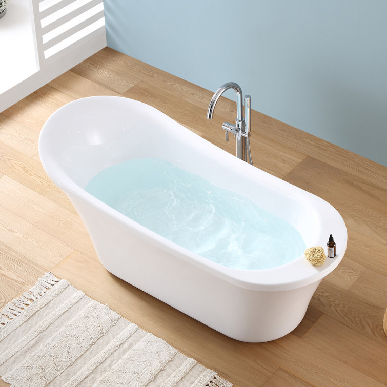 Ruby 65'' White Acrylic Freestanding Slipper Bathtub