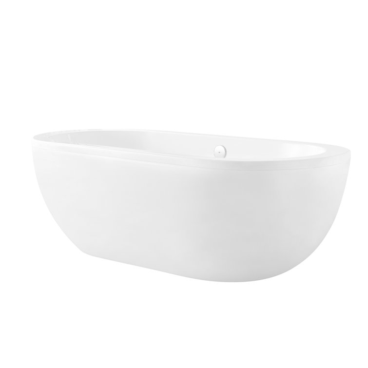 75'' White Acrylic Freestanding Soaking Bathtub