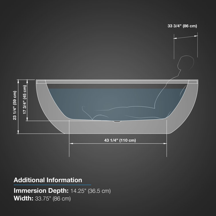 75'' White Acrylic Freestanding Soaking Bathtub