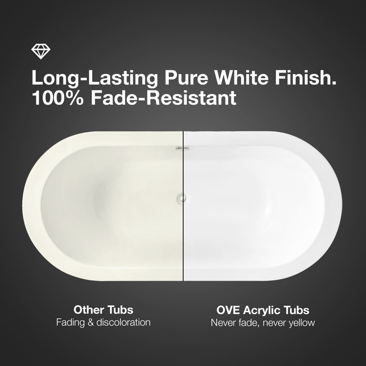 75'' White Acrylic Freestanding Soaking Bathtub