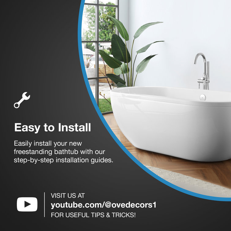 75'' White Acrylic Freestanding Soaking Bathtub