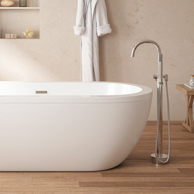 75'' White Acrylic Freestanding Soaking Bathtub