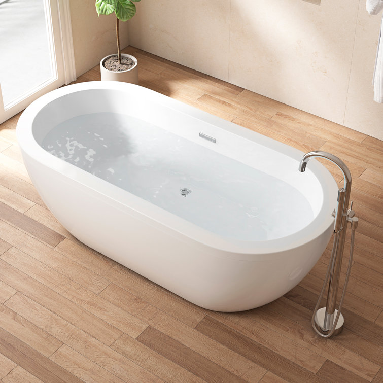 75'' White Acrylic Freestanding Soaking Bathtub