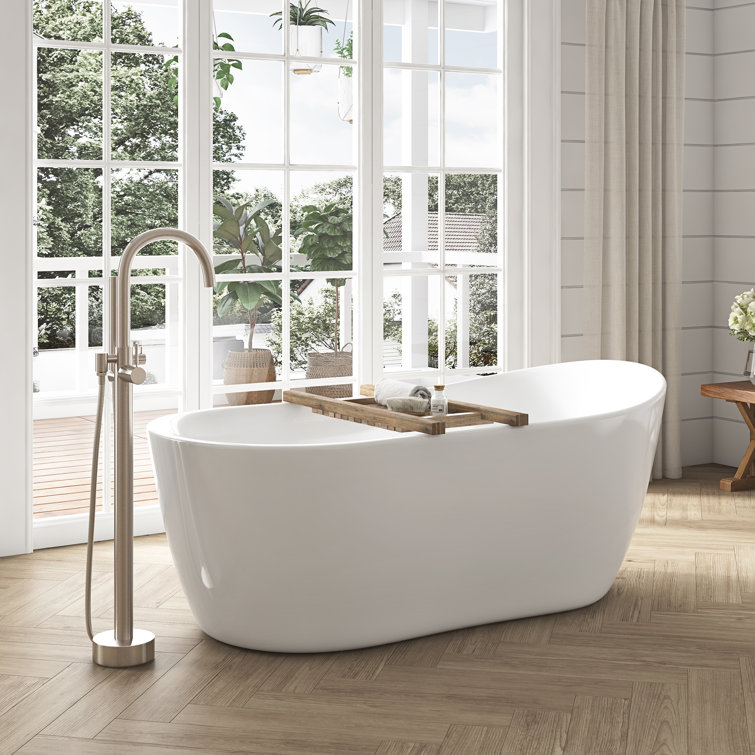 Isaac 58'' White Seamless Acrylic Freestanding Slipper Bathtub