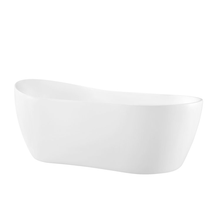 Isaac 58'' White Seamless Acrylic Freestanding Slipper Bathtub