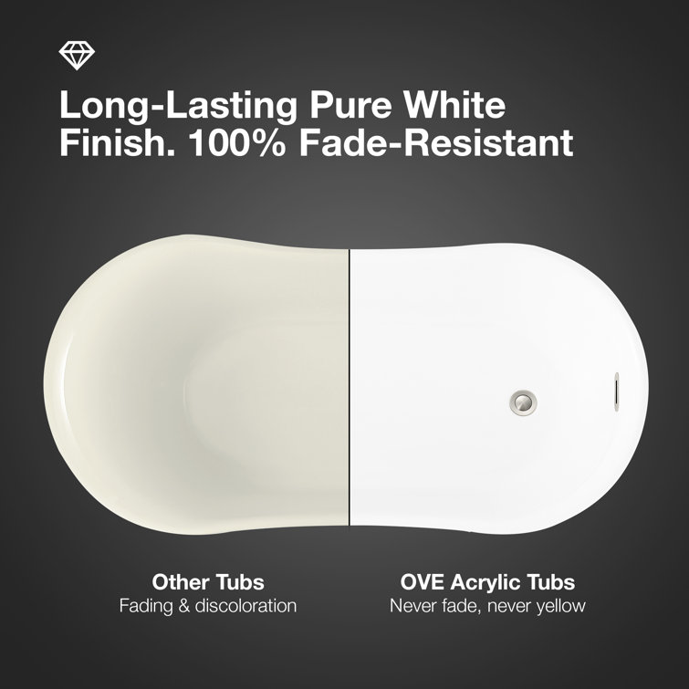 Isaac 58'' White Seamless Acrylic Freestanding Slipper Bathtub