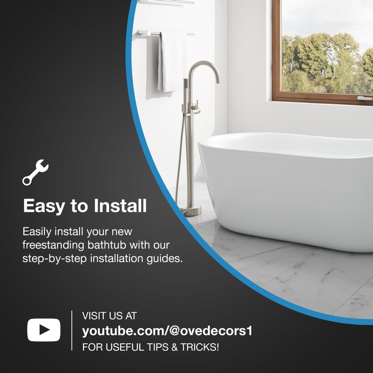 Isaac 58'' White Seamless Acrylic Freestanding Slipper Bathtub