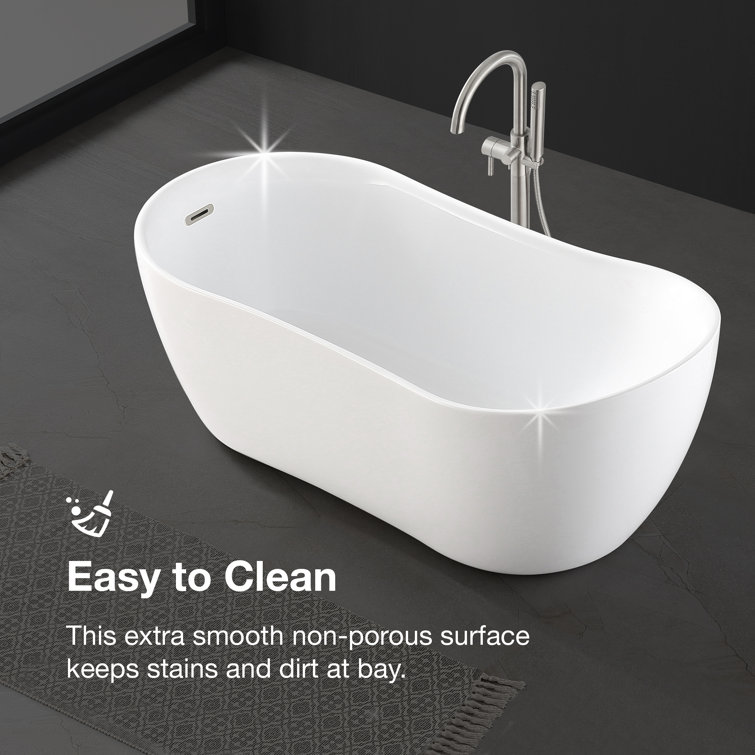 Isaac 58'' White Seamless Acrylic Freestanding Slipper Bathtub