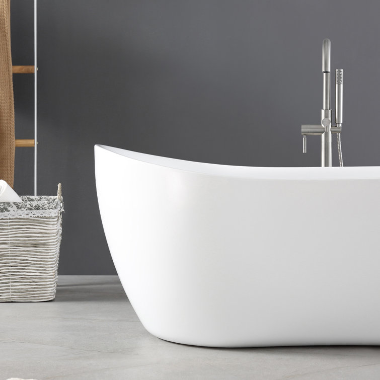 Isaac 58'' White Seamless Acrylic Freestanding Slipper Bathtub