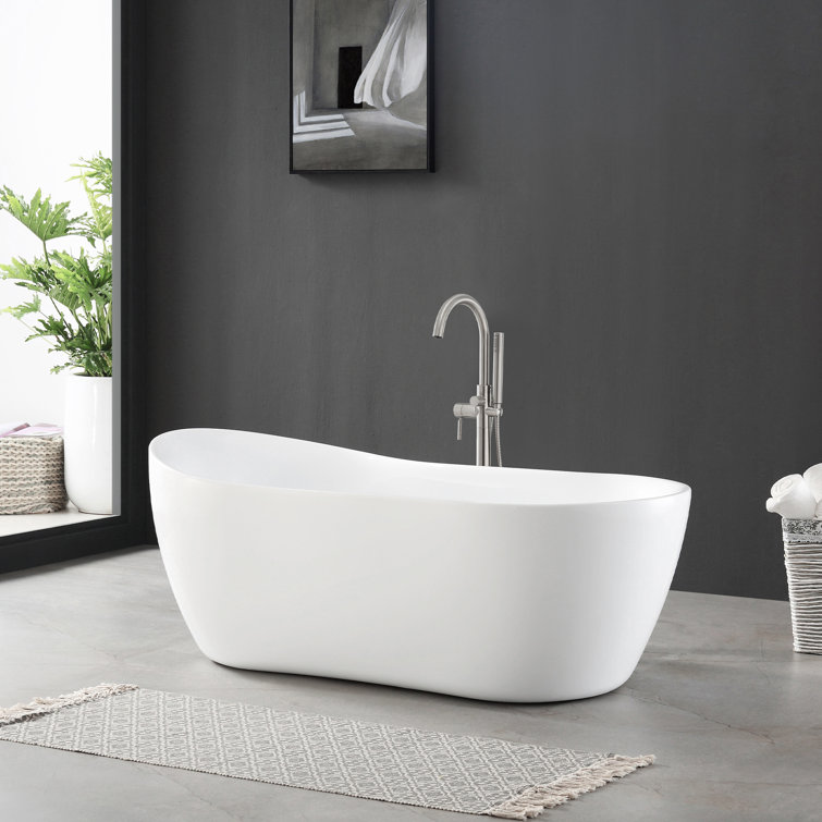 Isaac 58'' White Seamless Acrylic Freestanding Slipper Bathtub