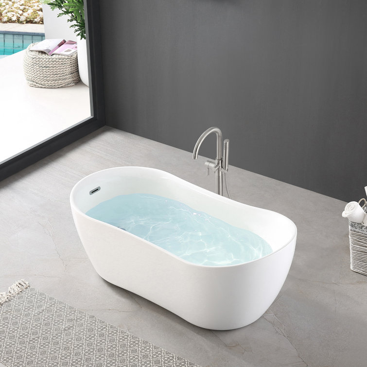 Isaac 58'' White Seamless Acrylic Freestanding Slipper Bathtub